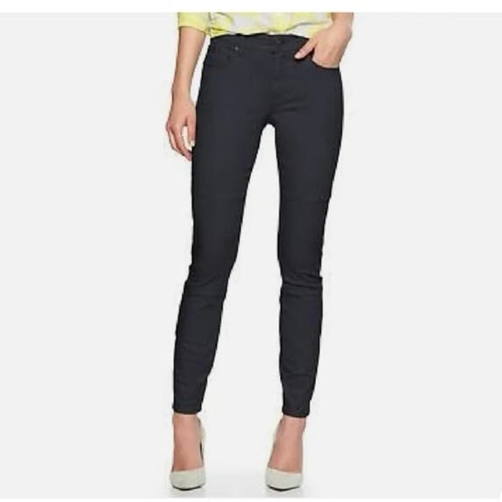 1969 WOMENS COATED BIKER LEGGING JEANS black Gap size 26